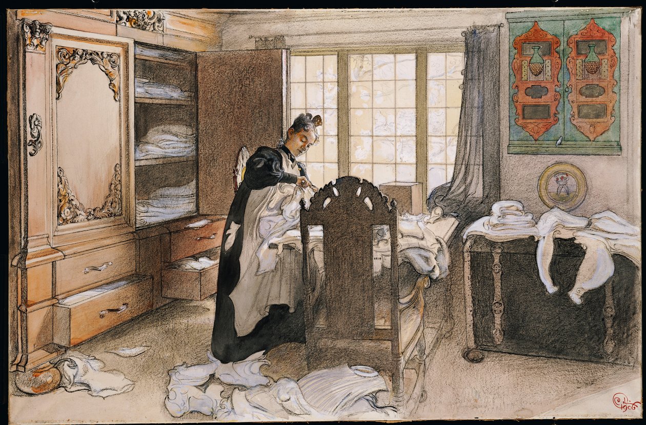 Karin ved Linskapet, 1906 av Carl Larsson
