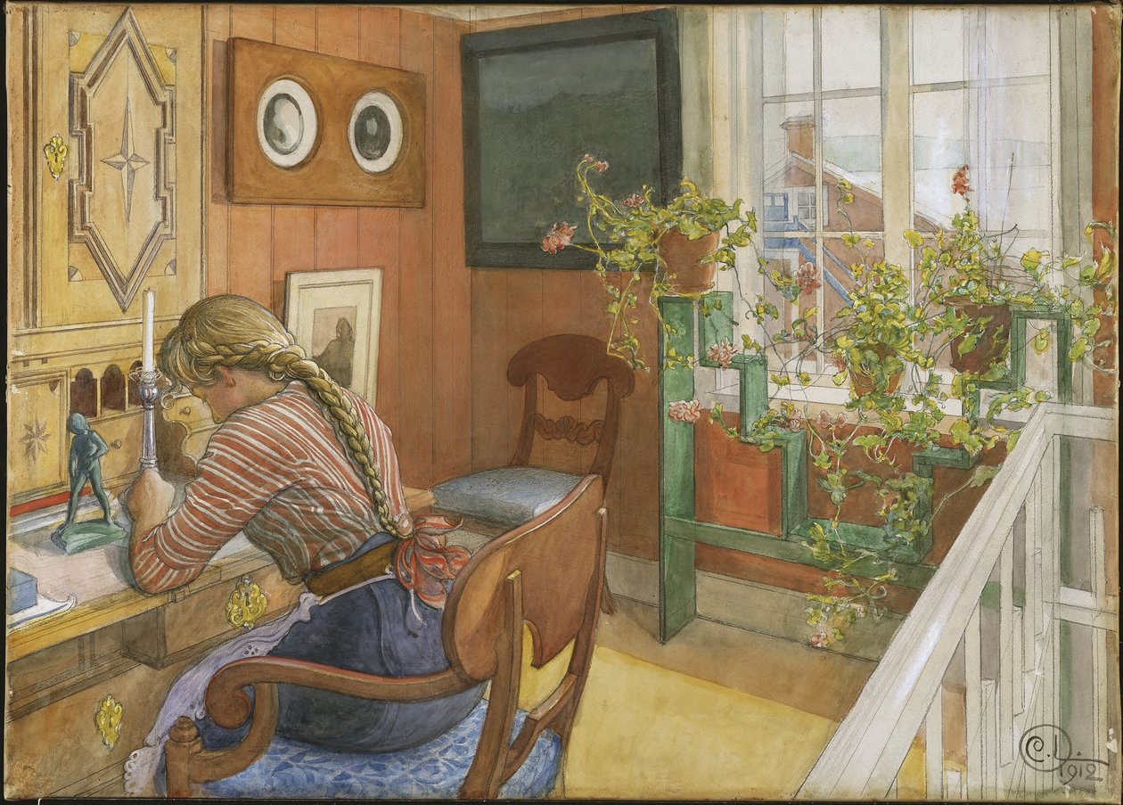 Brevskriving av Carl Larsson