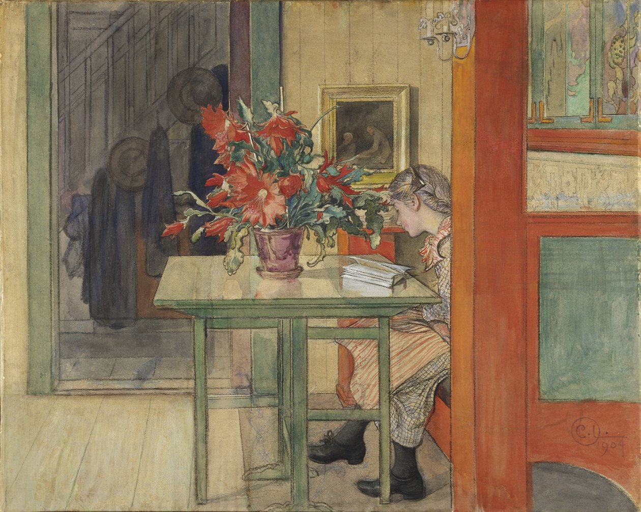 Lisbeth Reading (wc med tempera på papir) av Carl Larsson