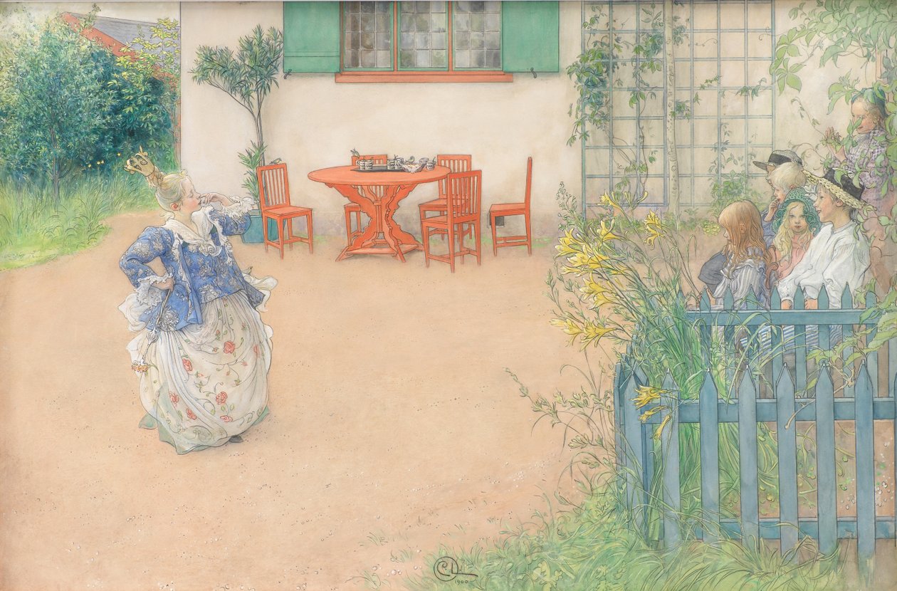 Lisbeth som den onde prinsessen i eventyret "Fågel Blå" av P.D.A. Atterbom av Carl Larsson