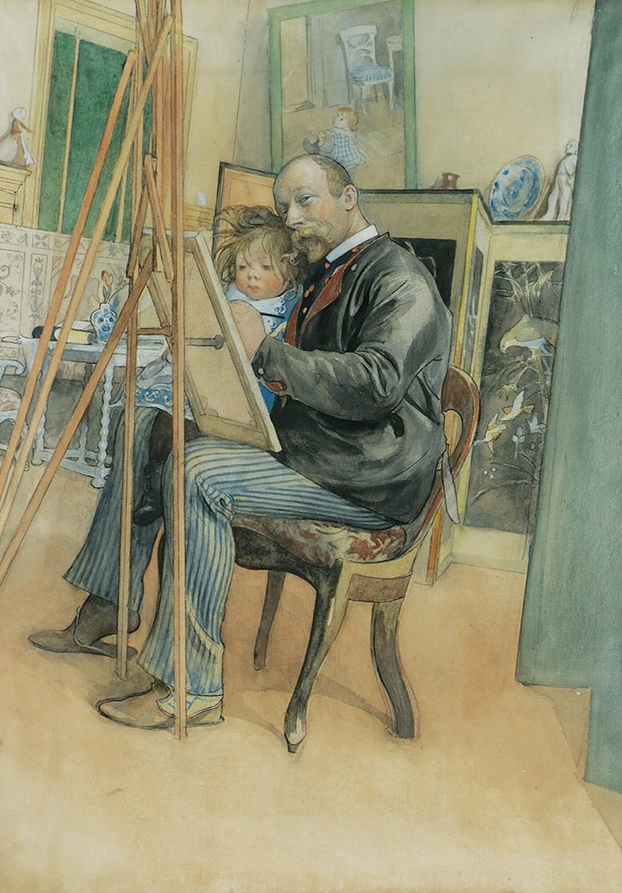 Speilbilde med Brita av Carl Larsson