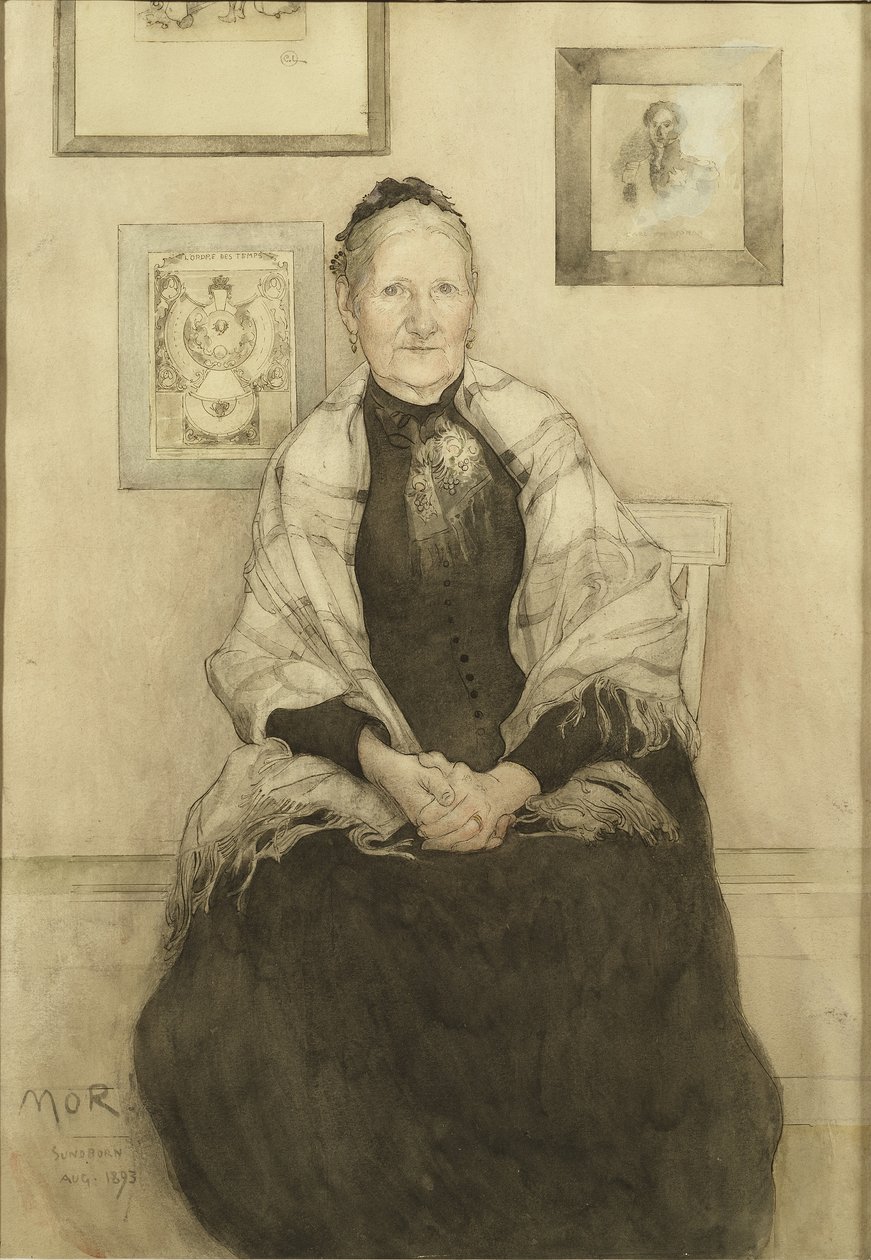 Mor, ca. 1893 (wc på papir) av Carl Larsson