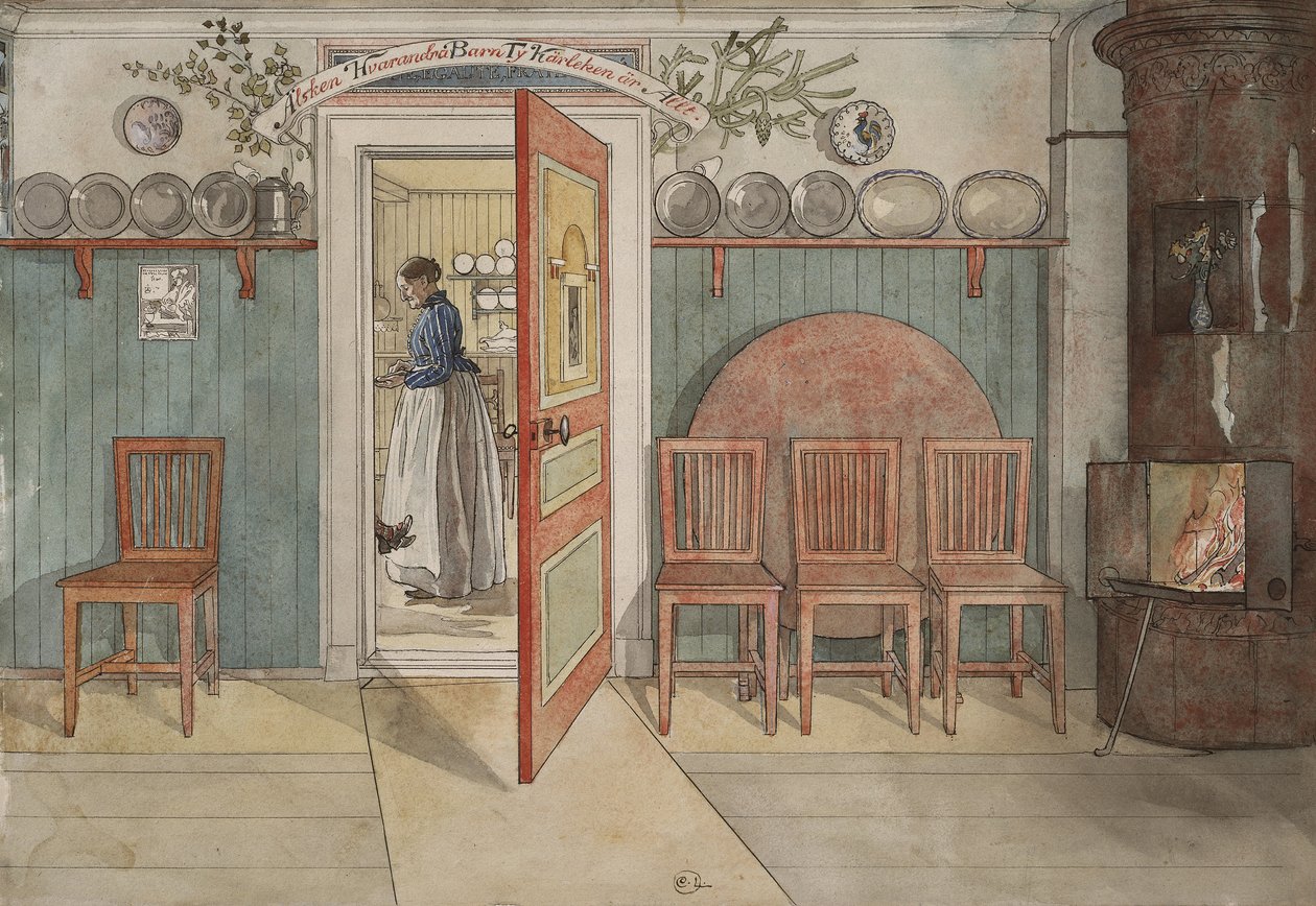 Old Anna, fra A Home-serien, ca. 1895 (wc på papir) av Carl Larsson