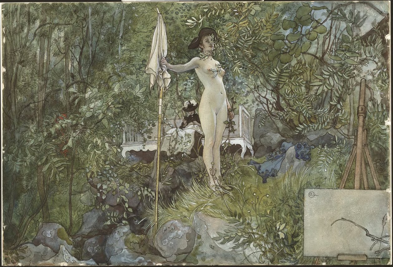 Friluftsatelier. Fra Et hjem (26 akvareller) av Carl Larsson