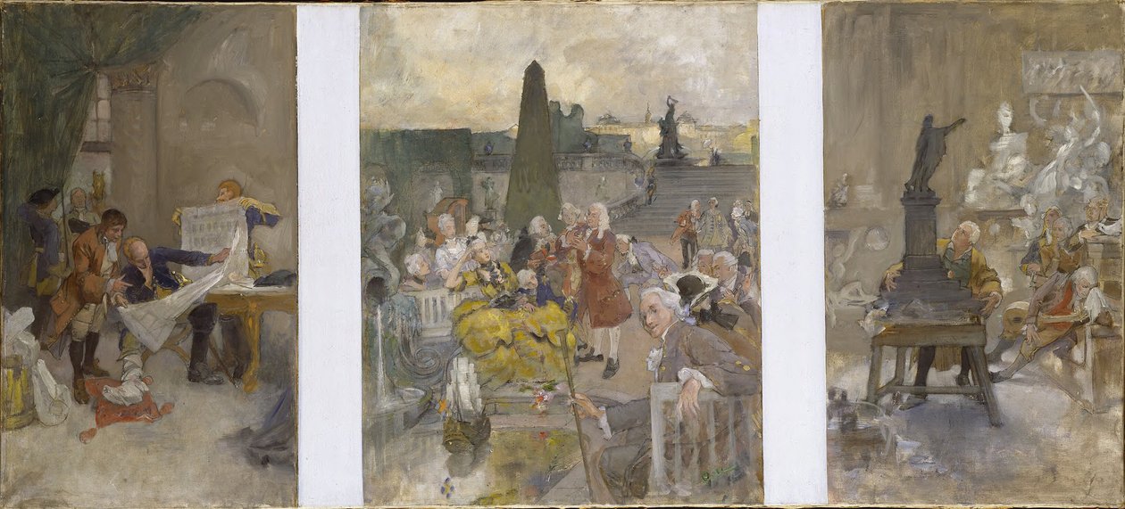 Revidert plan for dekorasjon av veggene i den nedre salen i NM av Carl Larsson