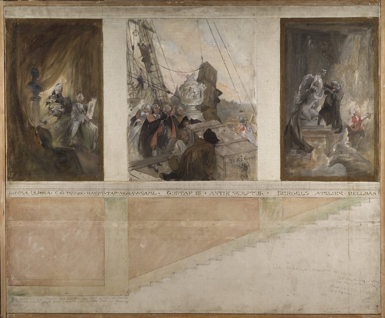 Andre forslag til dekorasjon av veggene i den nedre salen i NM av Carl Larsson