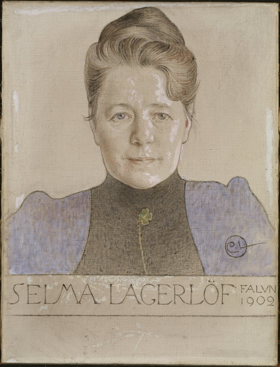 Selma Lagerlöf - Portrett av forfatteren Selma Lagerloef (1858-1940), av Larsson, Carl (1853-1919). Krit og olje på lerret av Carl Larsson