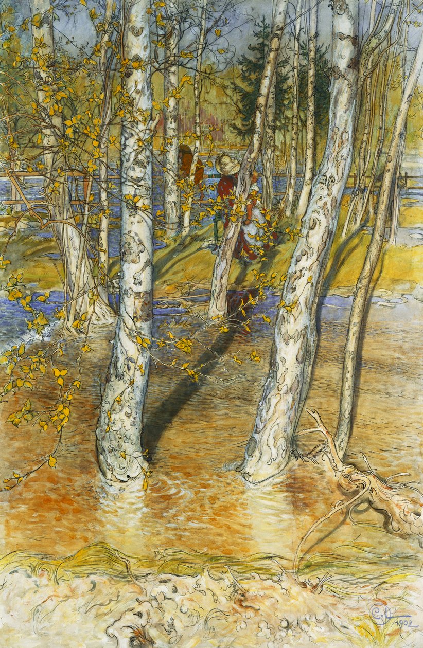 Vårflom, 1902 av Carl Larsson