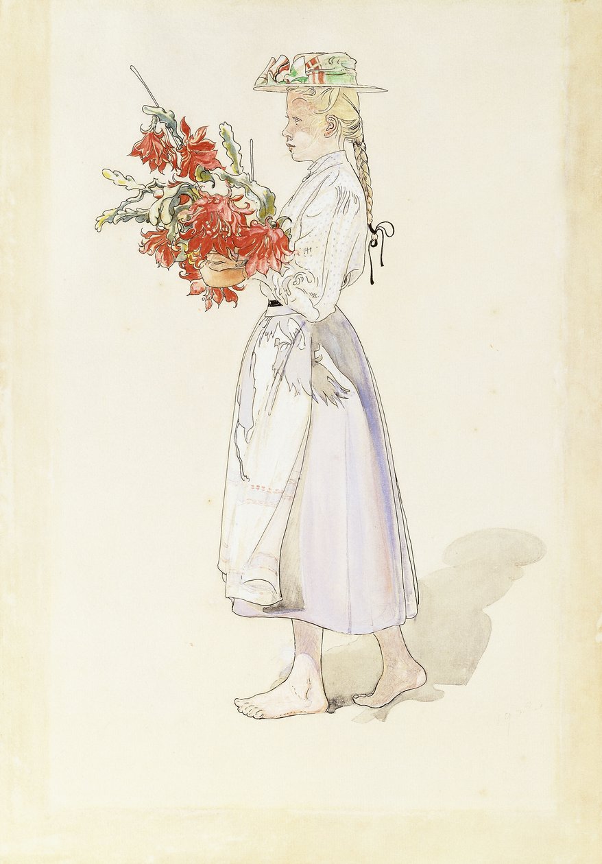 Studie for Ute blaser sommarvind (Outdoors Blow the Summer Winds) av Carl Larsson