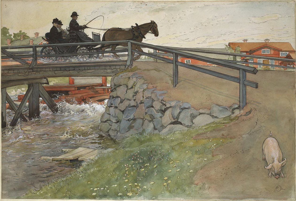 Broen. Fra Et hjem (26 akvareller) av Carl Larsson