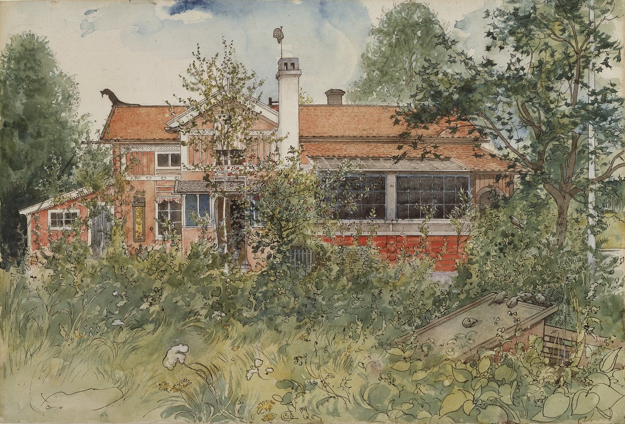 The Cottage, fra A Home-serien, ca. 1895 (wc på papir) av Carl Larsson