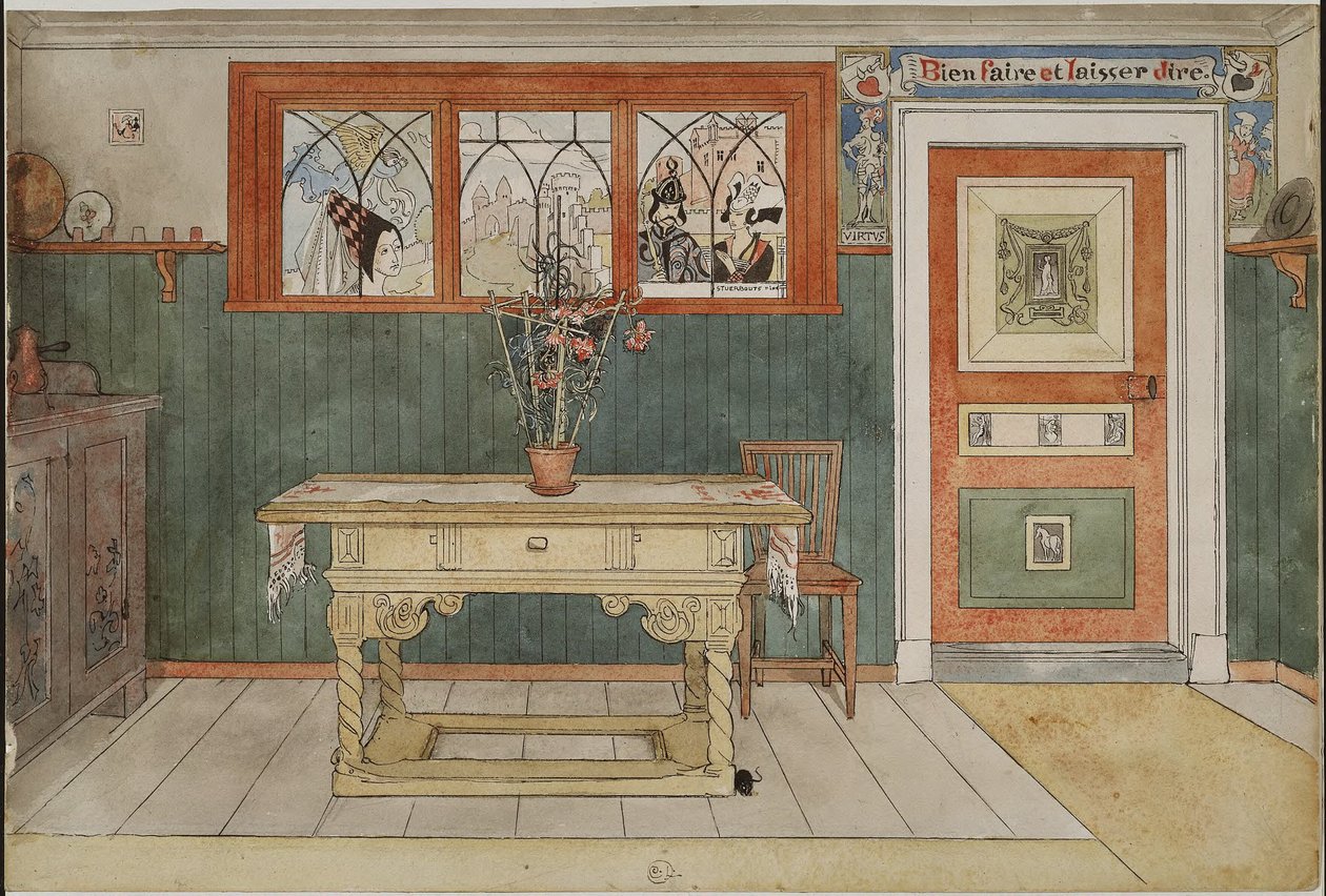 Spisestuen. Fra «Et hjem» (26 akvareller) av Carl Larsson