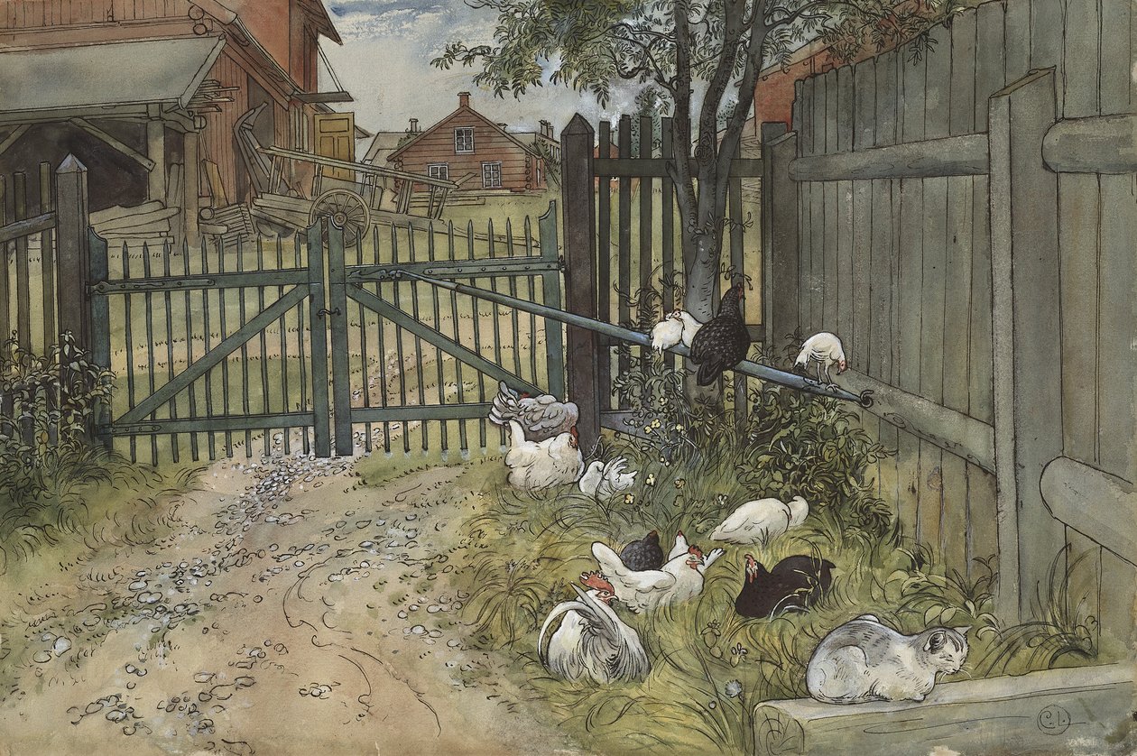 The Gate, fra A Home-serien, ca. 1895 (wc på papir) av Carl Larsson