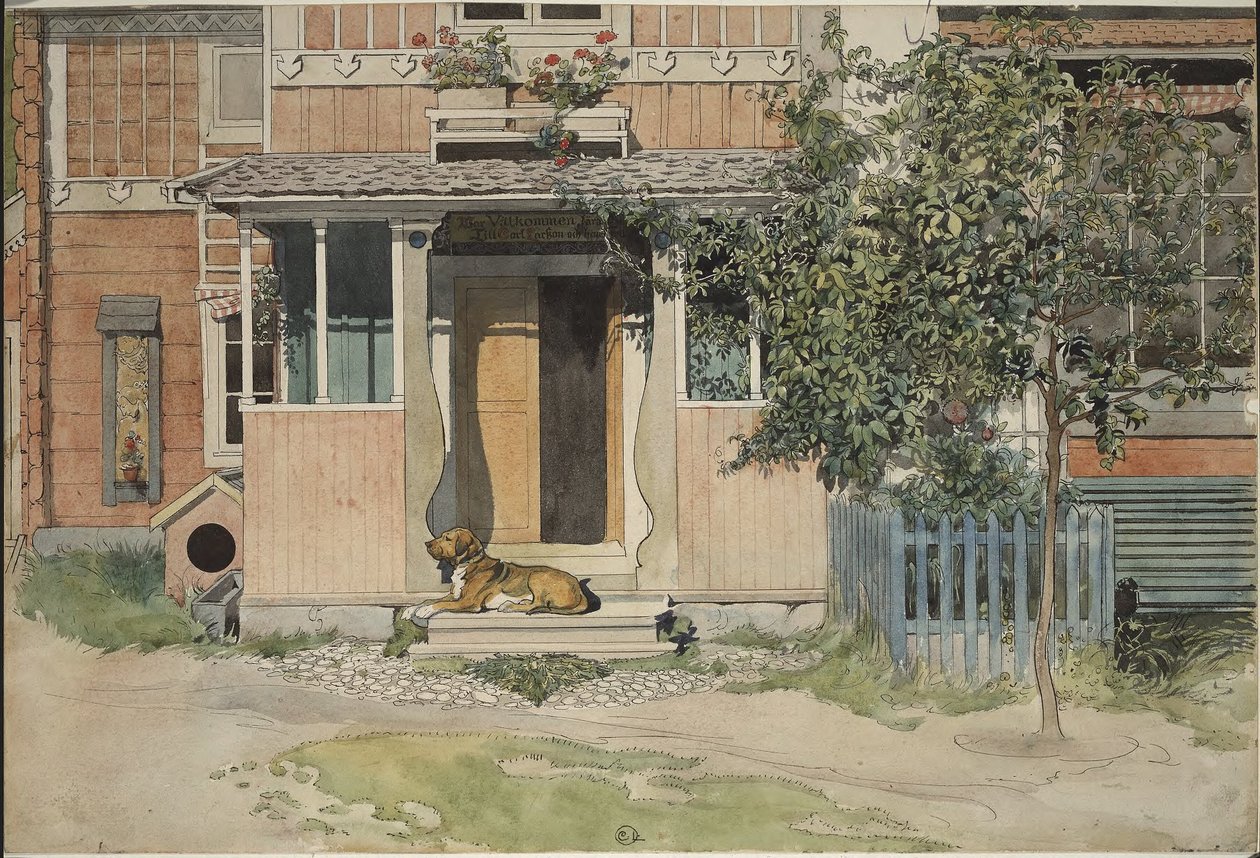 Verandaen. Fra Et hjem (26 akvareller) av Carl Larsson