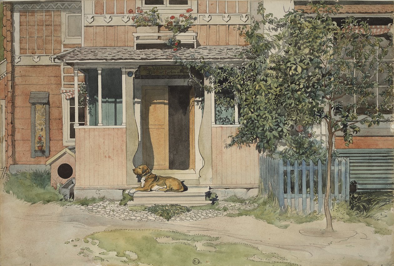 The Verandah, fra A Home-serien, ca. 1895 (wc på papir) av Carl Larsson