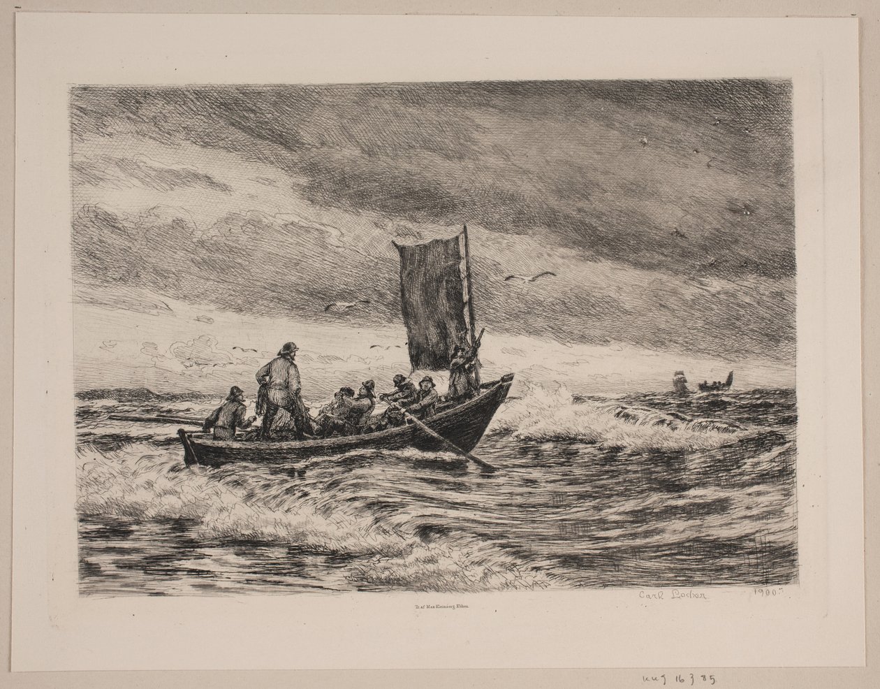 Fiskebåt i bølgene av Carl Locher
