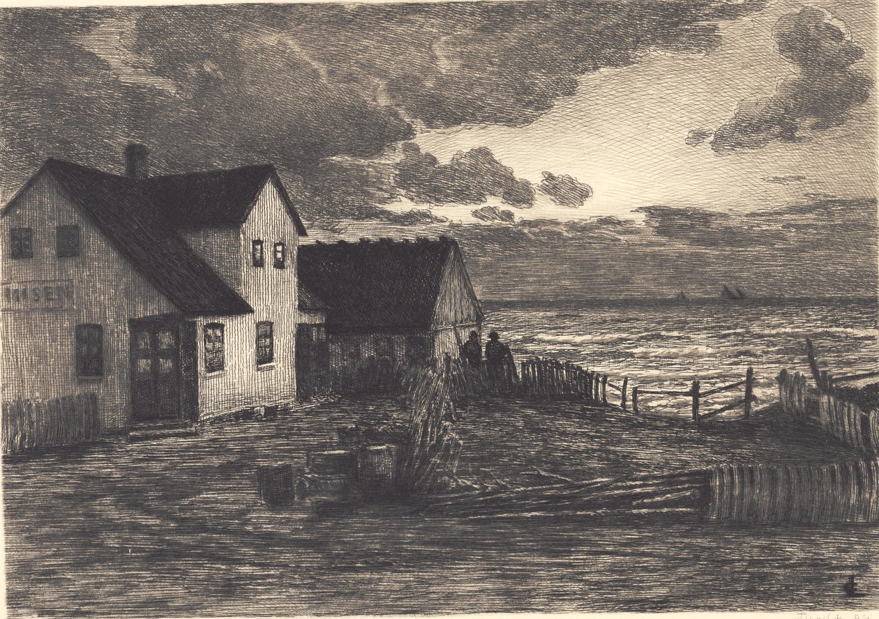 Hus ved sjøen. Tisvilde av Carl Locher