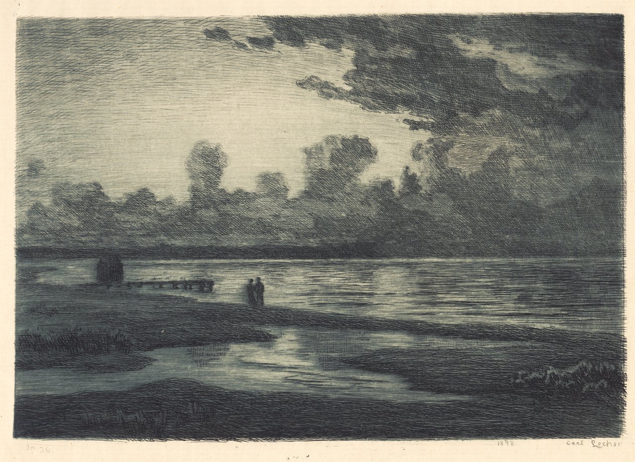 Sommernatt ved Hornbæk strand av Carl Locher