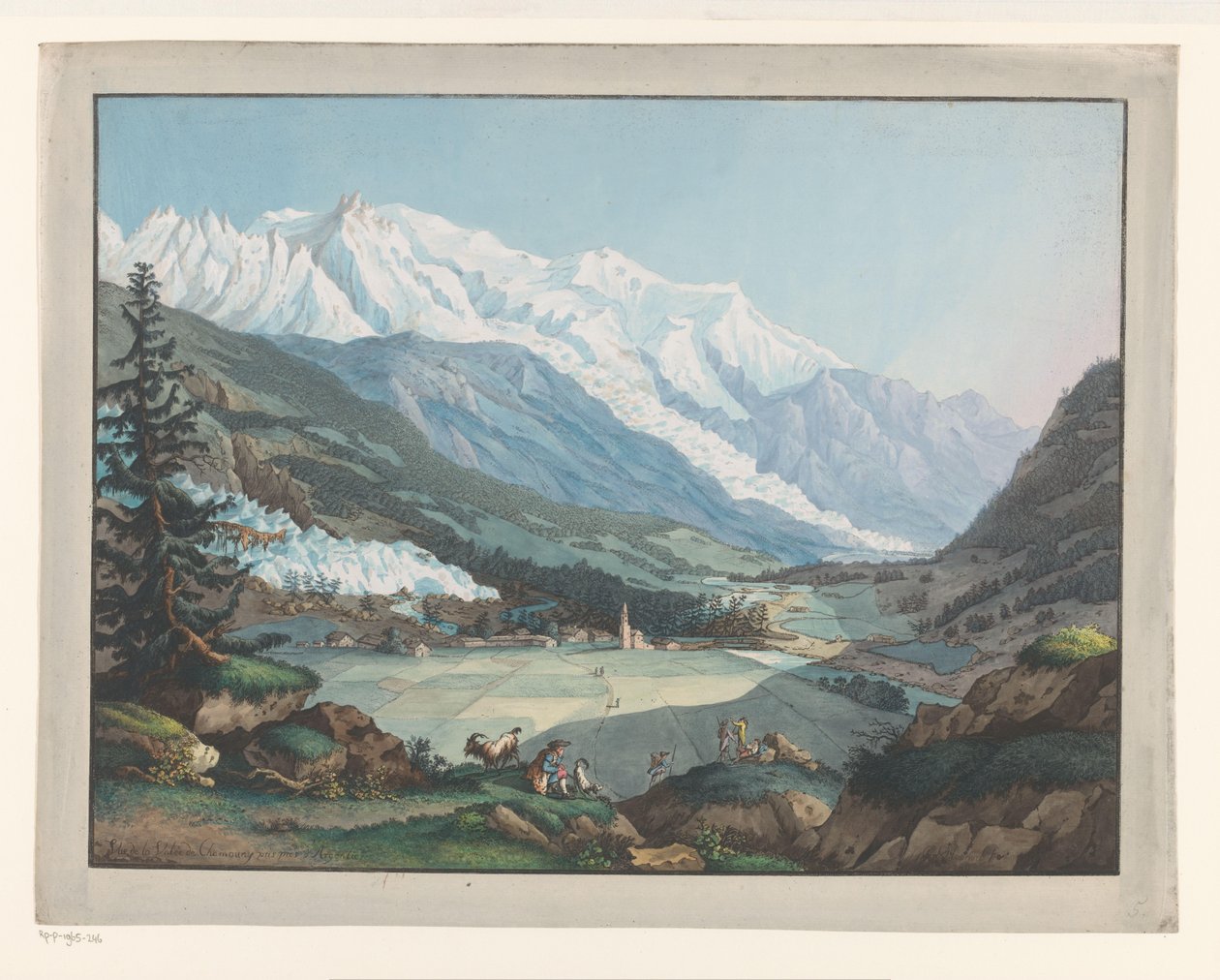 Utsikt over Chamonix ved foten av Mont-Blanc Vue de la Valée de Chamouny pris pres d