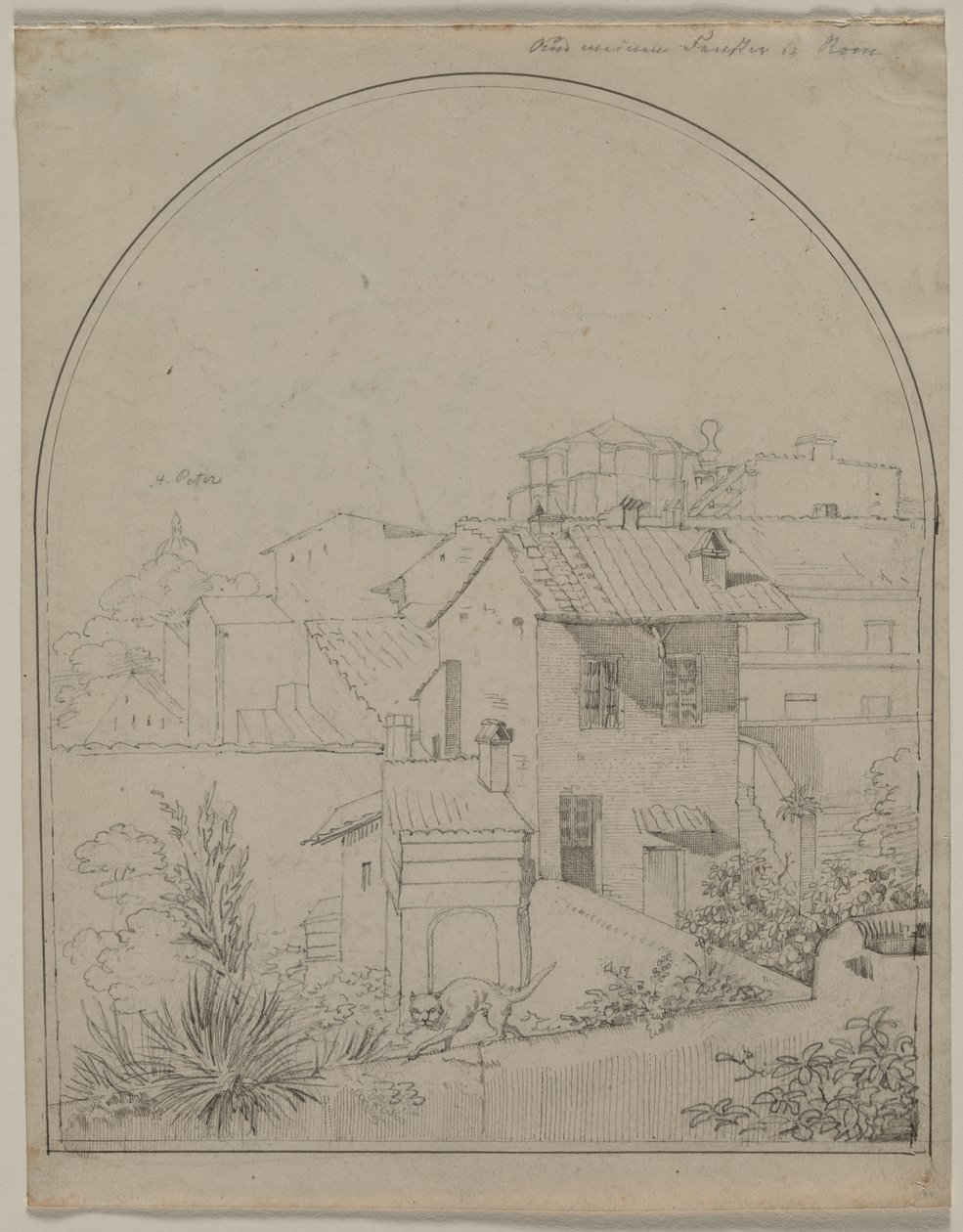 Utsikt fra mitt vindu i Roma (recto) av Carl Ludwig Tischbein
