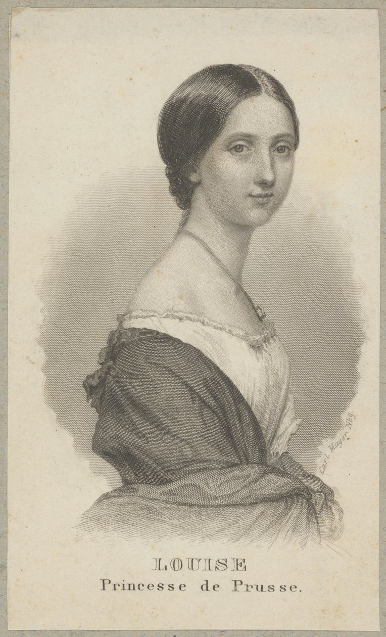 Louise av Preussen (også: Louise av Mecklenburg-Strelitz, egentlig Louise Augusta Vilhelmine Amalie av Mecklenburg-Strelitz, 1776 Hannover - 1810 Hohenzieritz) - prinsesse av Mecklenburg-Strelitz, dronning av Preussen som hustru til kong Fredrik Vilhelm av Carl Mayer