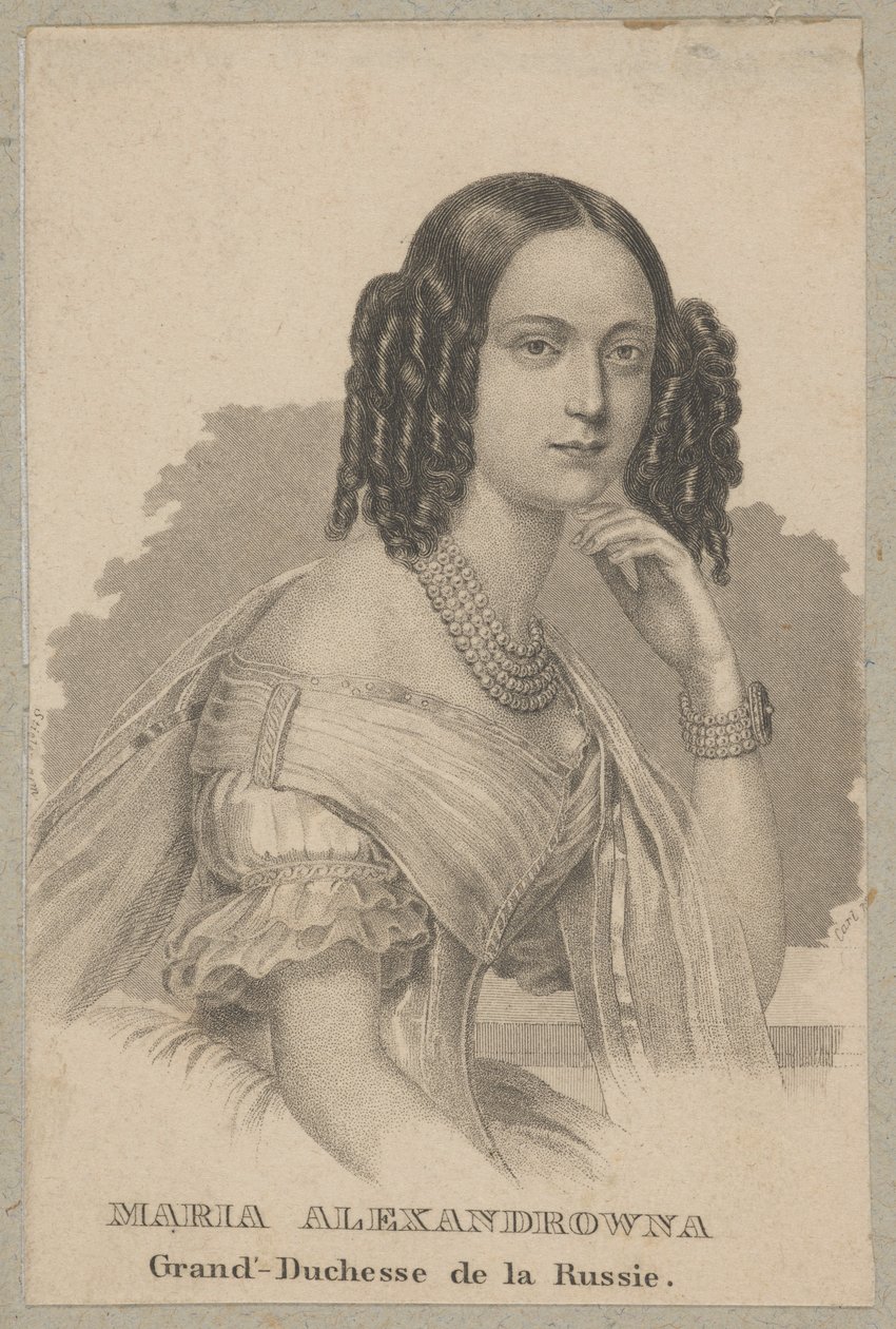 Maria Aleksandrovna (født som Maximiliane Wilhelmine Marie av Hessen-Darmstadt, 1824 Darmstadt - 1880 St. Petersburg) - yngste datter av Ludvig II av Hessen og Vilhelmine av Baden, prinsesse av Hessen, keiserinne av Russland som hustru til tsar Aleksander av Carl Mayer