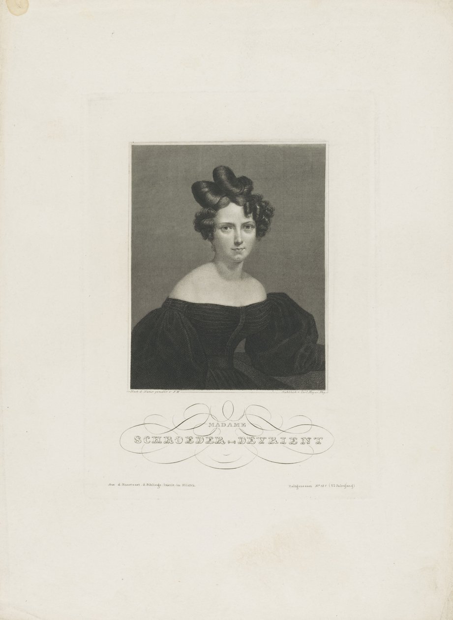 Portrett av operasangerinnen Wilhelmine Schröder-Devrient 1804-1860, ca. 1840 av Carl Mayer