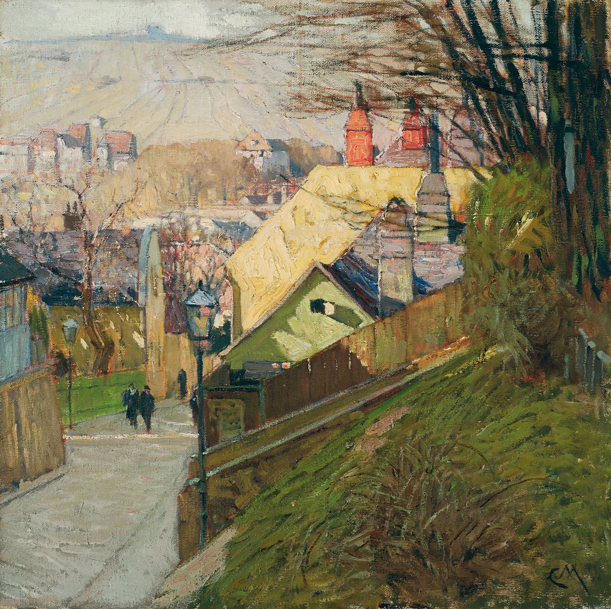 The House of Therese Krones i Dobling i Wien, ca. 1912-1914 (olje på lerret) av Carl Moll