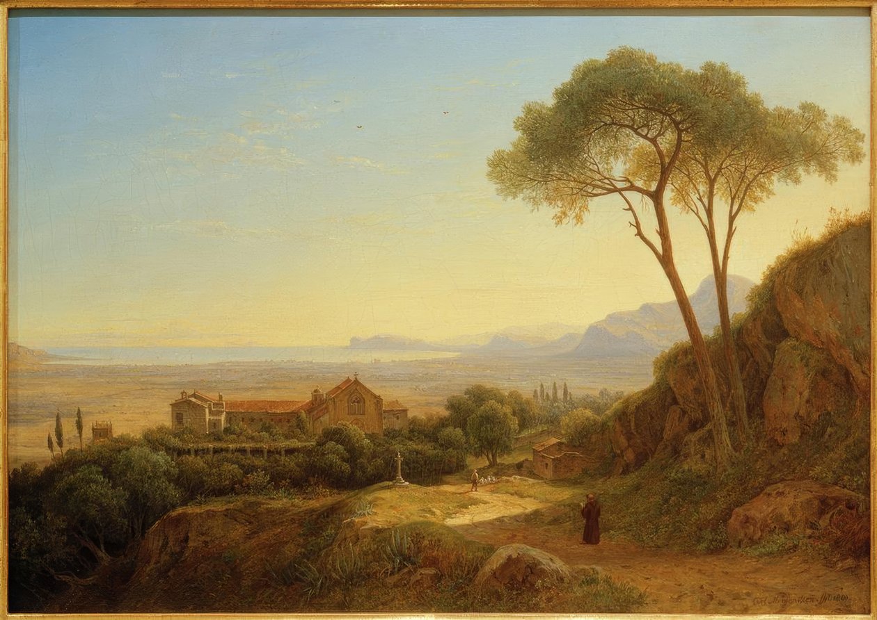 C. Morgenstjerne, kveldsstemning ... Kapusinerklosteret Baida ... av Carl Morgenstern