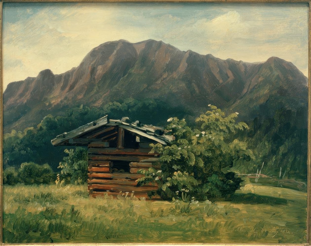 C.Morgenstern, høyfjøs i en eng ved Schlehdorf av Carl Morgenstern