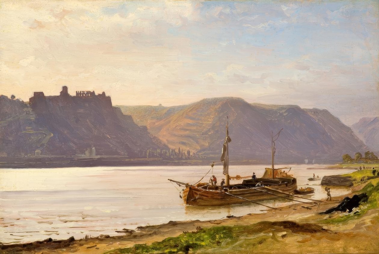 C.Morgenstern, Rhinlandskap med slottsruiner av Carl Morgenstern