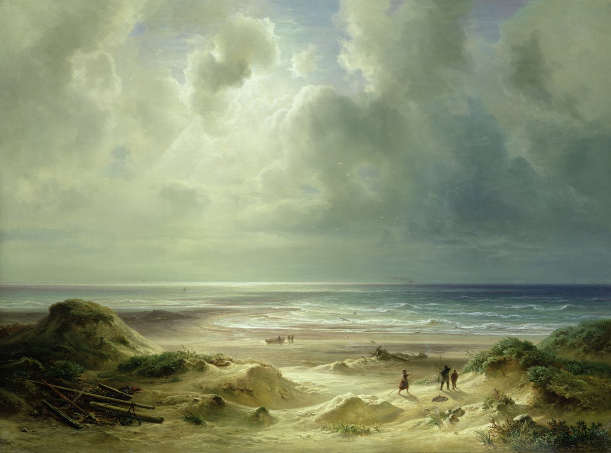 Dune ved Hegoland, Tranquil Sea av Carl Morgenstern