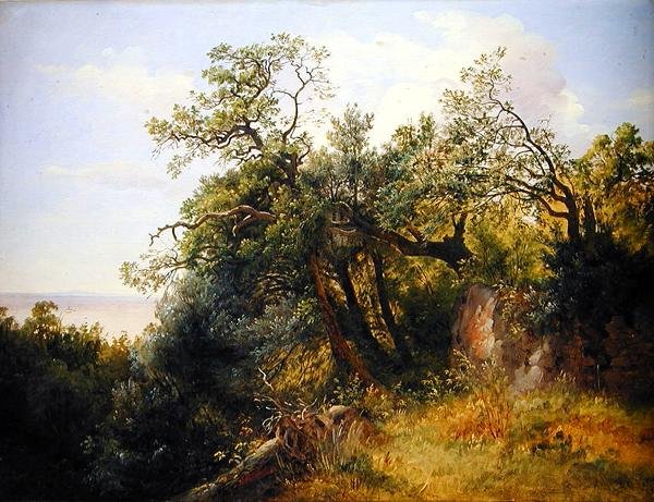 I Ariccia-parken (olje på papir på lerret) av Carl Morgenstern