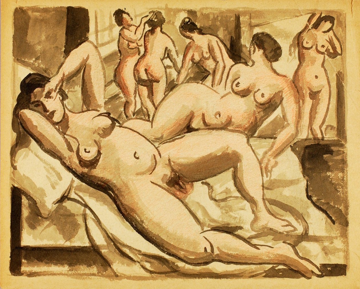 Gruppe med seks kvinnelige nakenbilder av Carl Newman