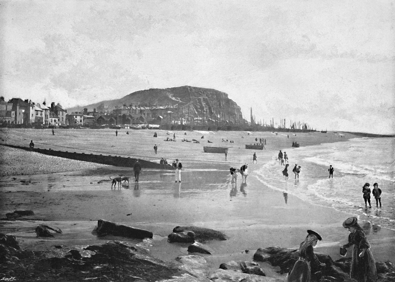 Hastings gamleby og strand, c1896 av Carl Norman