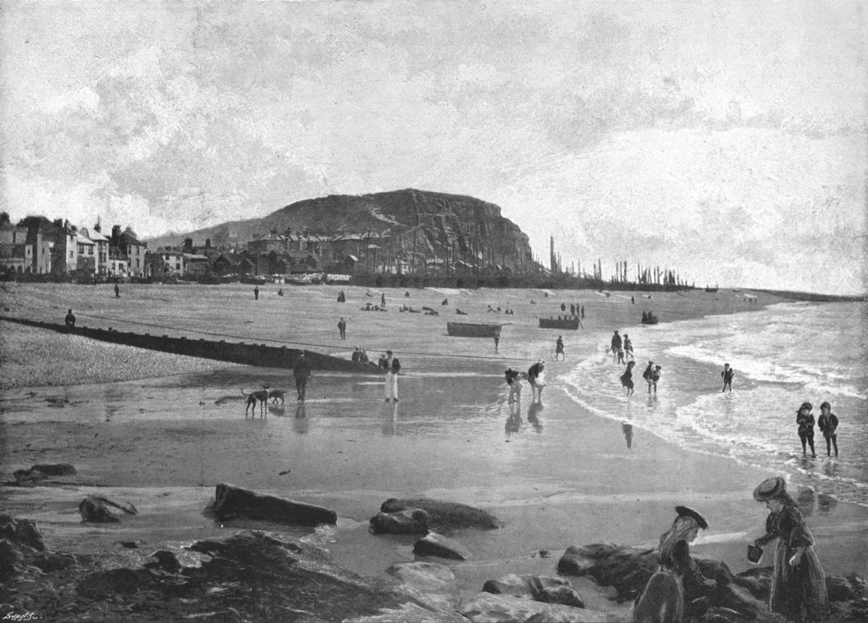 Hastings, gamlebyen og stranden, c1900 av Carl Norman
