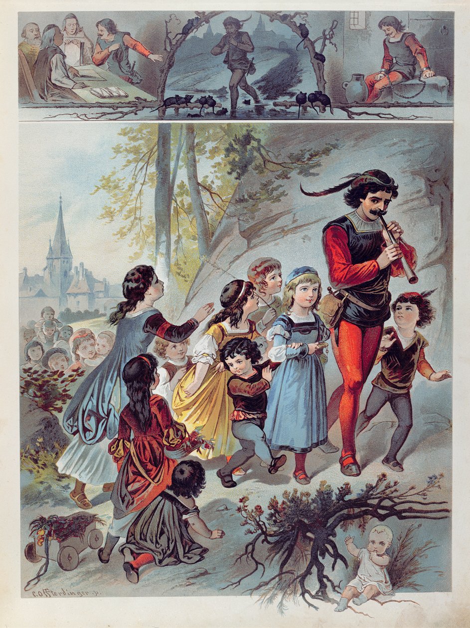 The Pied Piper of Hamelin, ca. 1880 av Carl Offterdinger