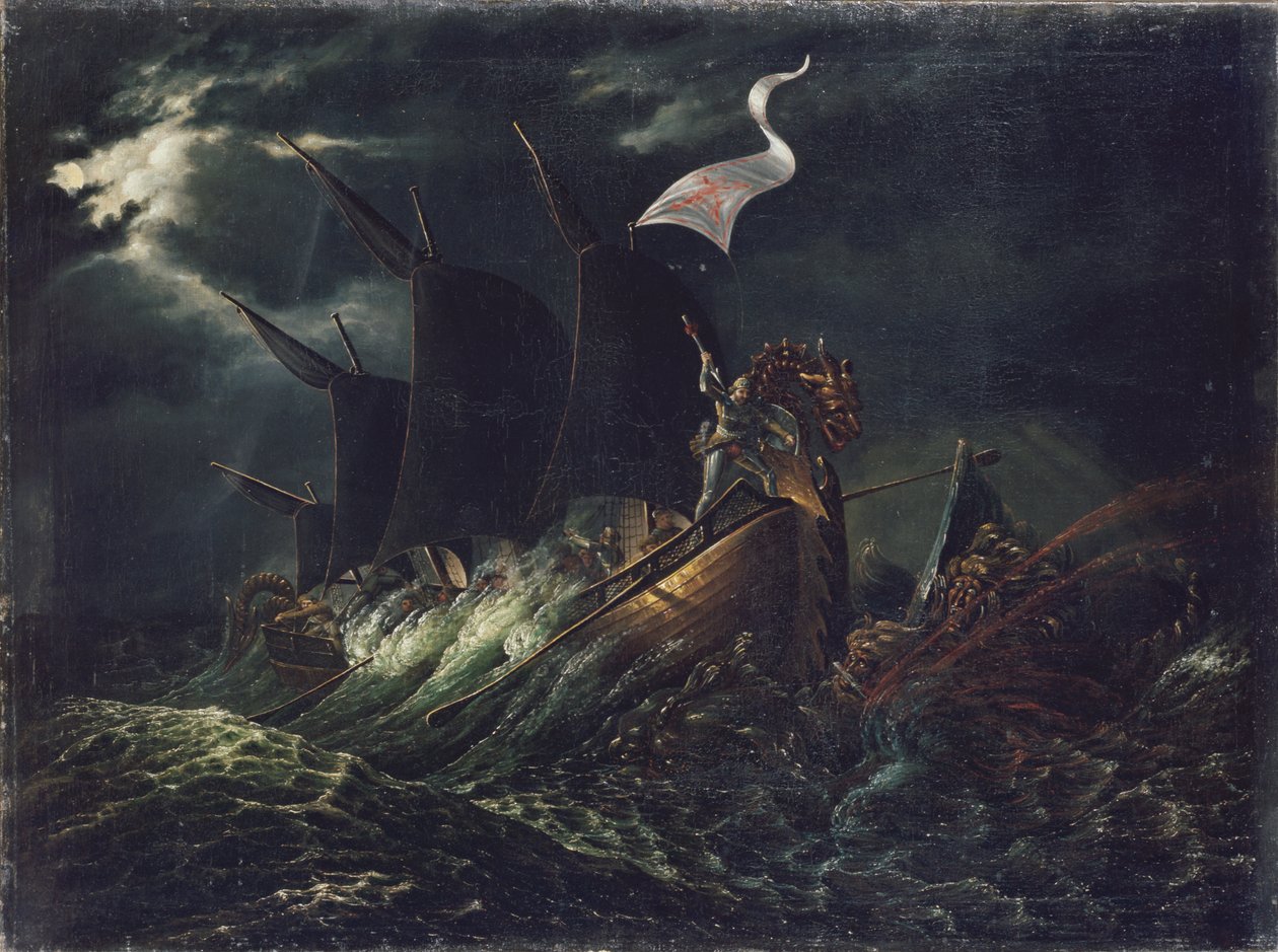 Frithjof dreper to havtroll av Carl Peter Lehmann