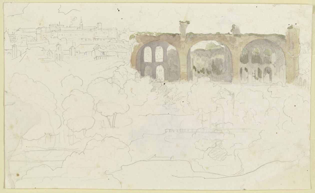 Utsikt over Forum Romanum i Roma med Maxentiusbasilikaen av Carl Philipp Fohr