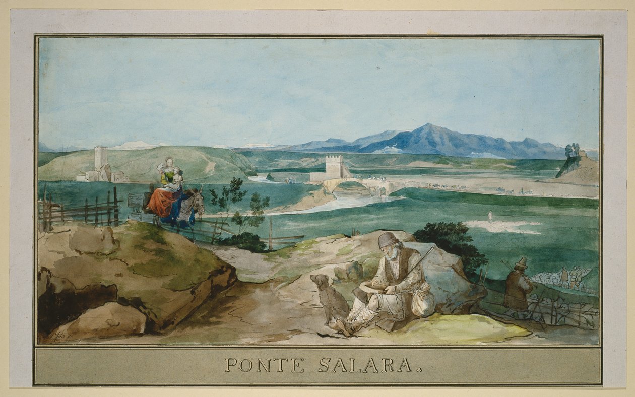 Landskap ved Roma med Ponte Salario av Carl Philipp Fohr