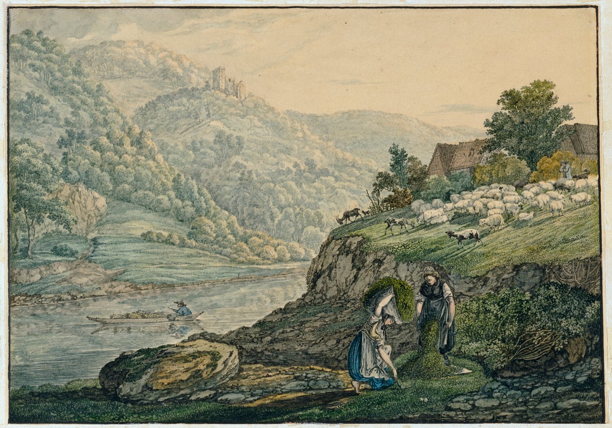 Stolzeneck ved Neckar, blad 19 fra skisseboken over Neckar-regionen av Carl Philipp Fohr