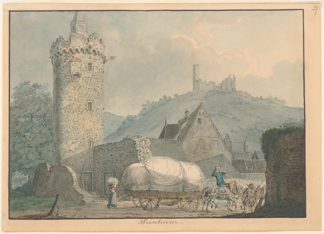 Utsikt over Weinheim ved elven Neckar av Carl Philipp Fohr