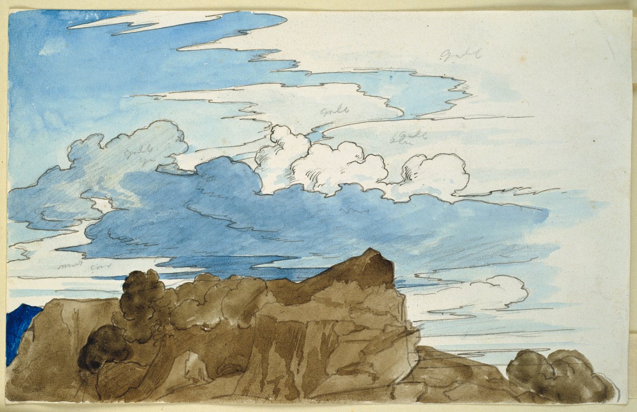 Skyetydie over en klippetopp i fjellene av Carl Philipp Fohr
