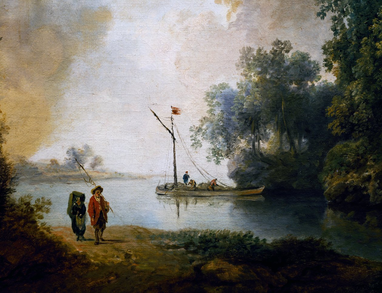 Landskap med elv, ca 1780, av Carl Philipp Schallhas (1767-1797), detalj, Ungarn av Carl Philipp Schallhas