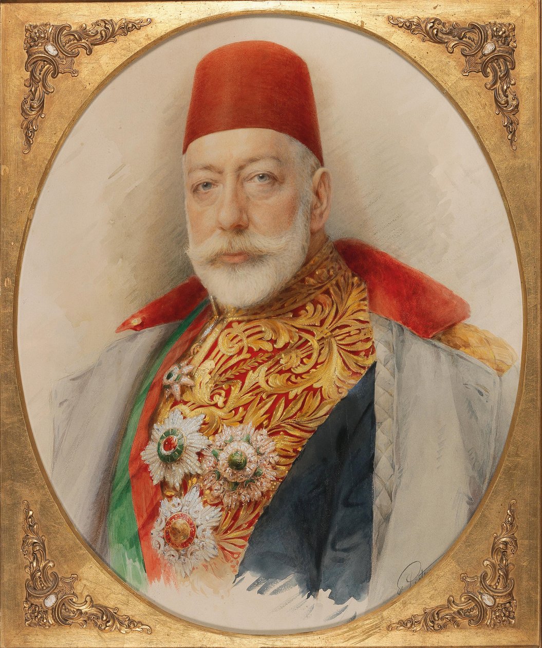 Portrett av Mehmed V 1844-1918, sultan og kalif av det osmanske riket. av Carl Pietzner