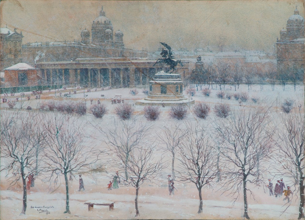 Den ytre Burgplatz i Wien om vinteren av Carl Pippich