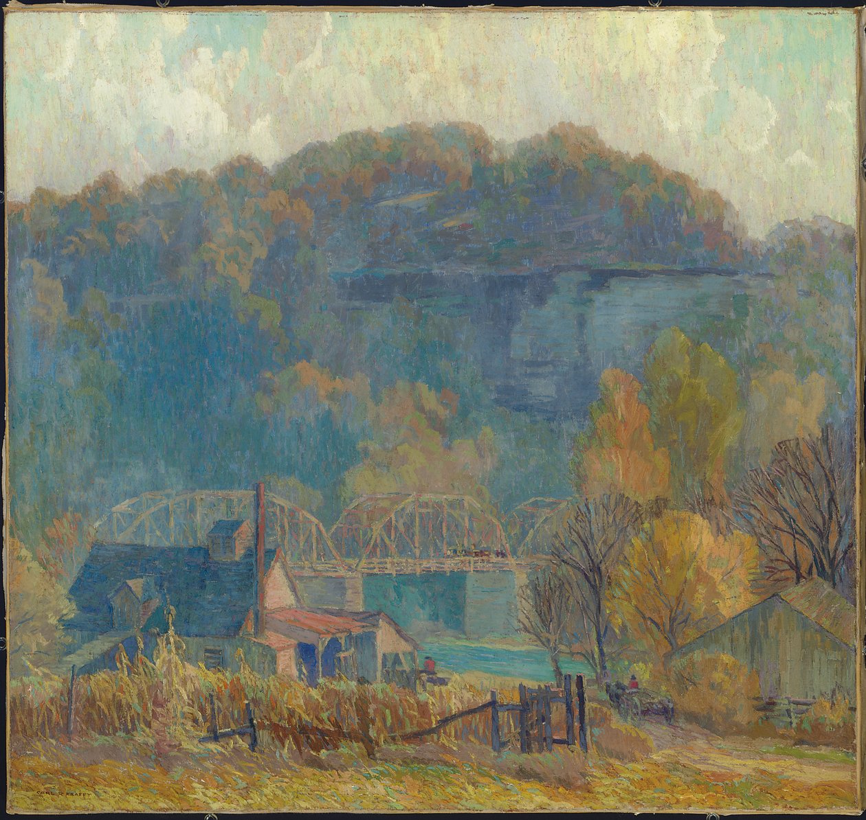 The Cliff at Morning, Ozarks (olje på lerret) av Carl Rudolph Krafft