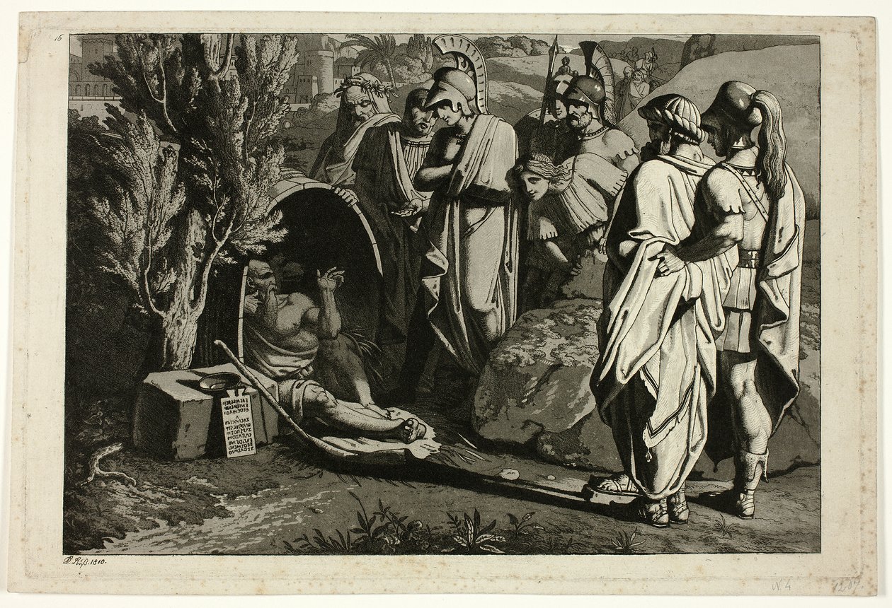 Diogenes i karet hans med Alexander og hans generaler av Carl Russ