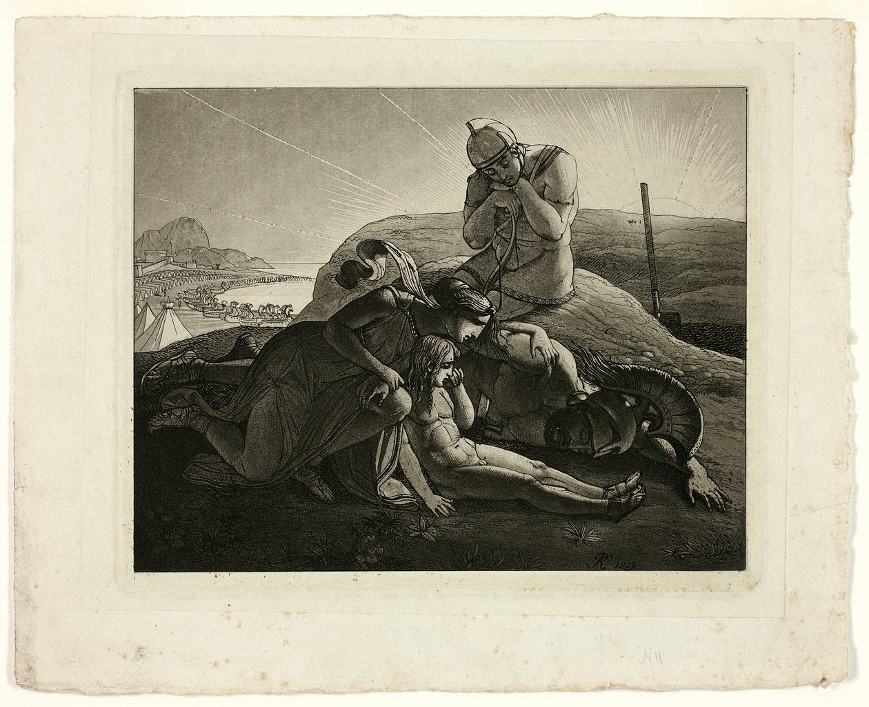 Tecmessa, hennes sønn og Teucer Lamenting the Dead Ajax av Carl Russ