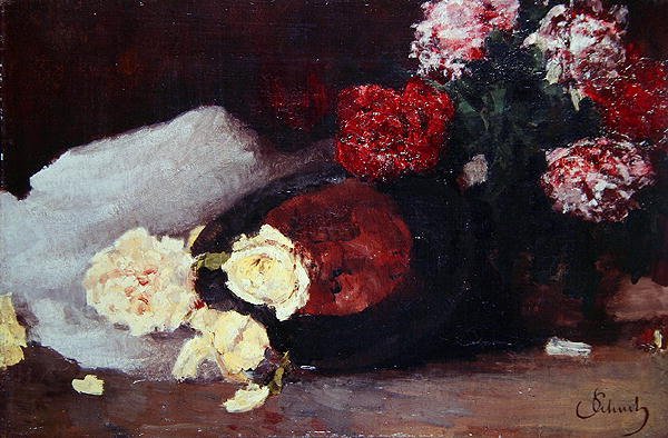 Stilleben med teroser, ca. 1885 (olje på lerret) av Carl Schuch